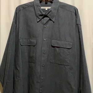 PERRY ELLIS DRESS SHIRT GRAY 100% COTTON SZ XL